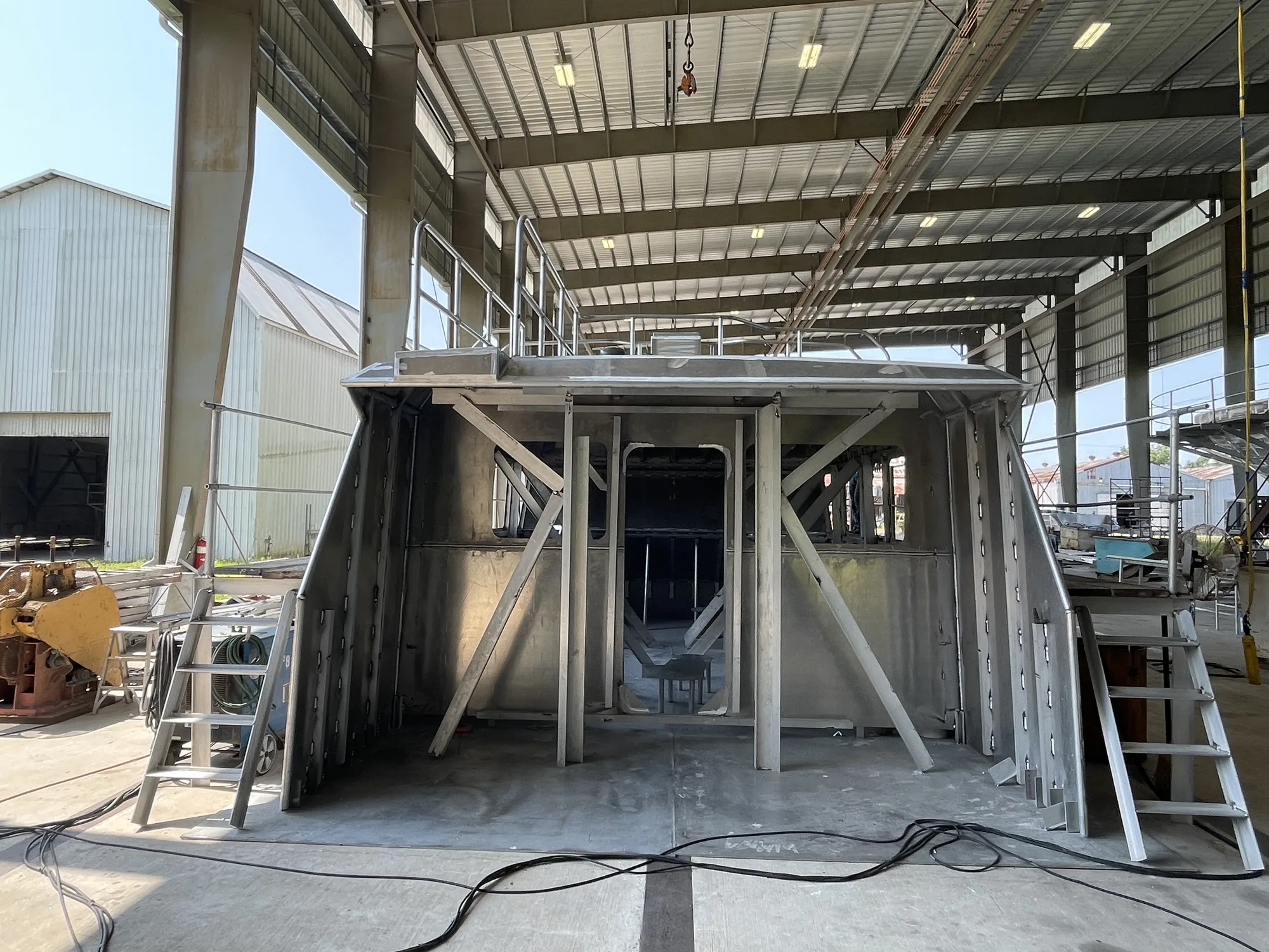Aransas Pilot III pilothouse structure during fabrication