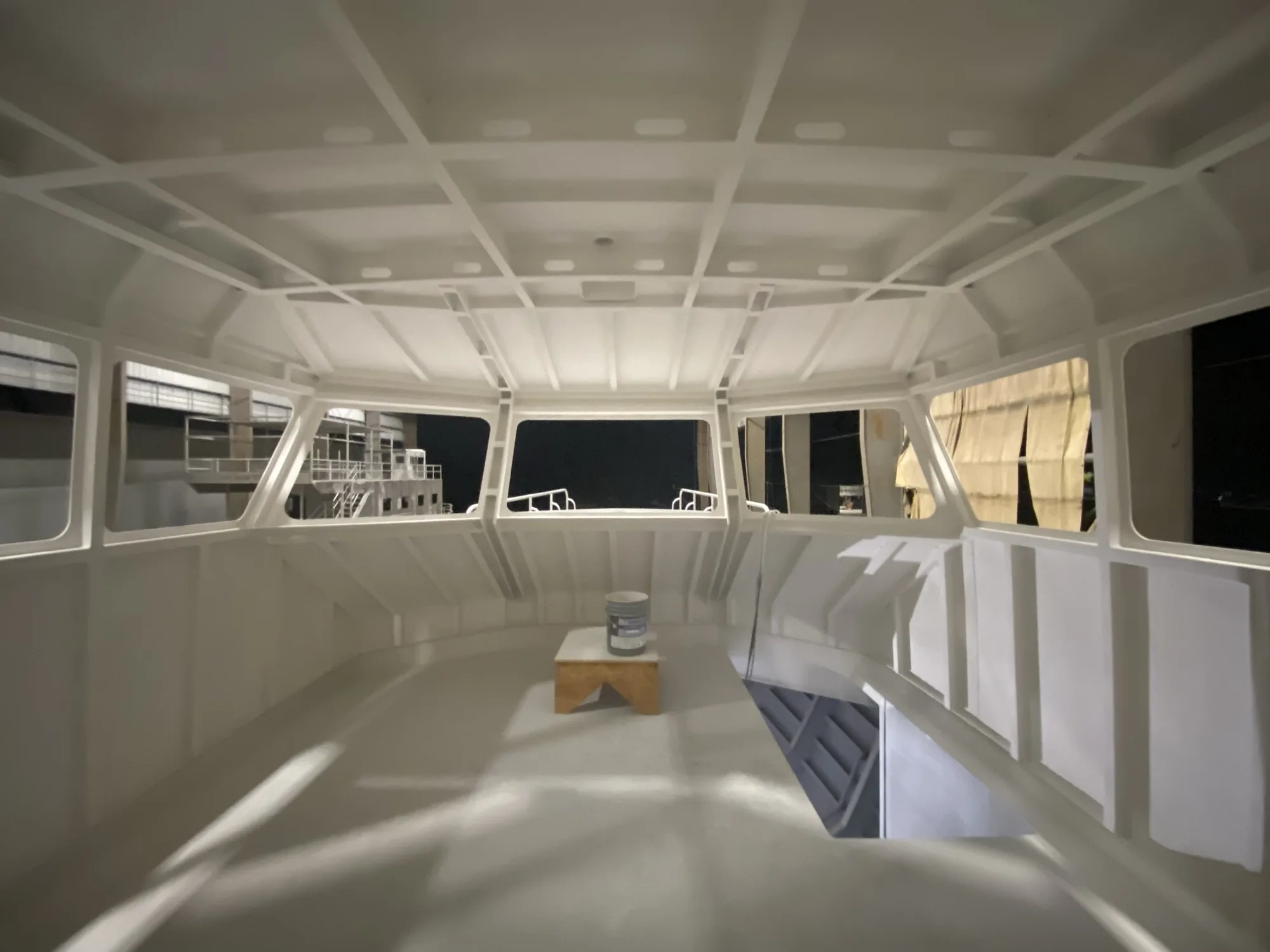 Aransas Pilot III primed pilothouse interior