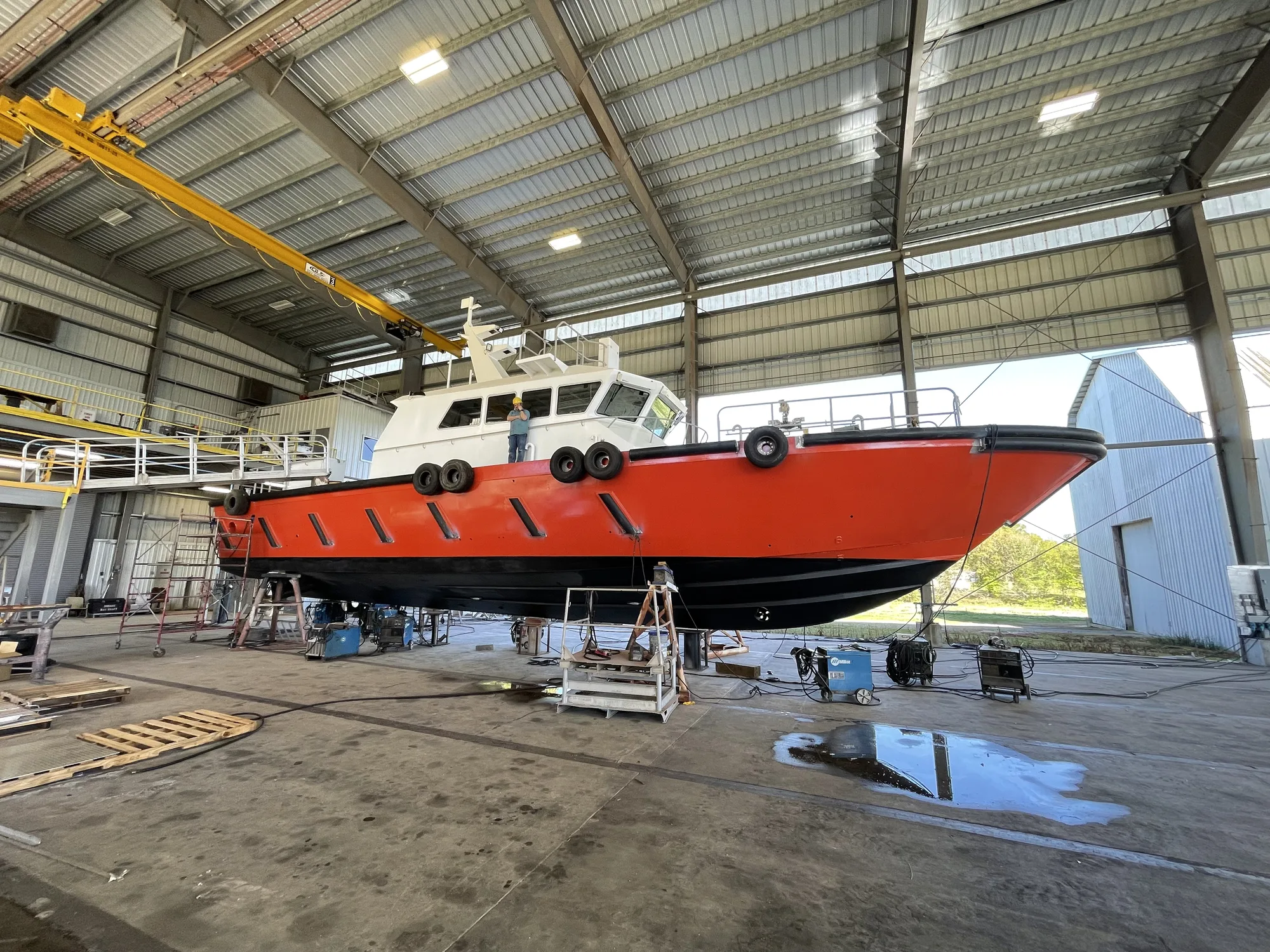 Aransas Pilot III painted hull during final shipyard outfitting